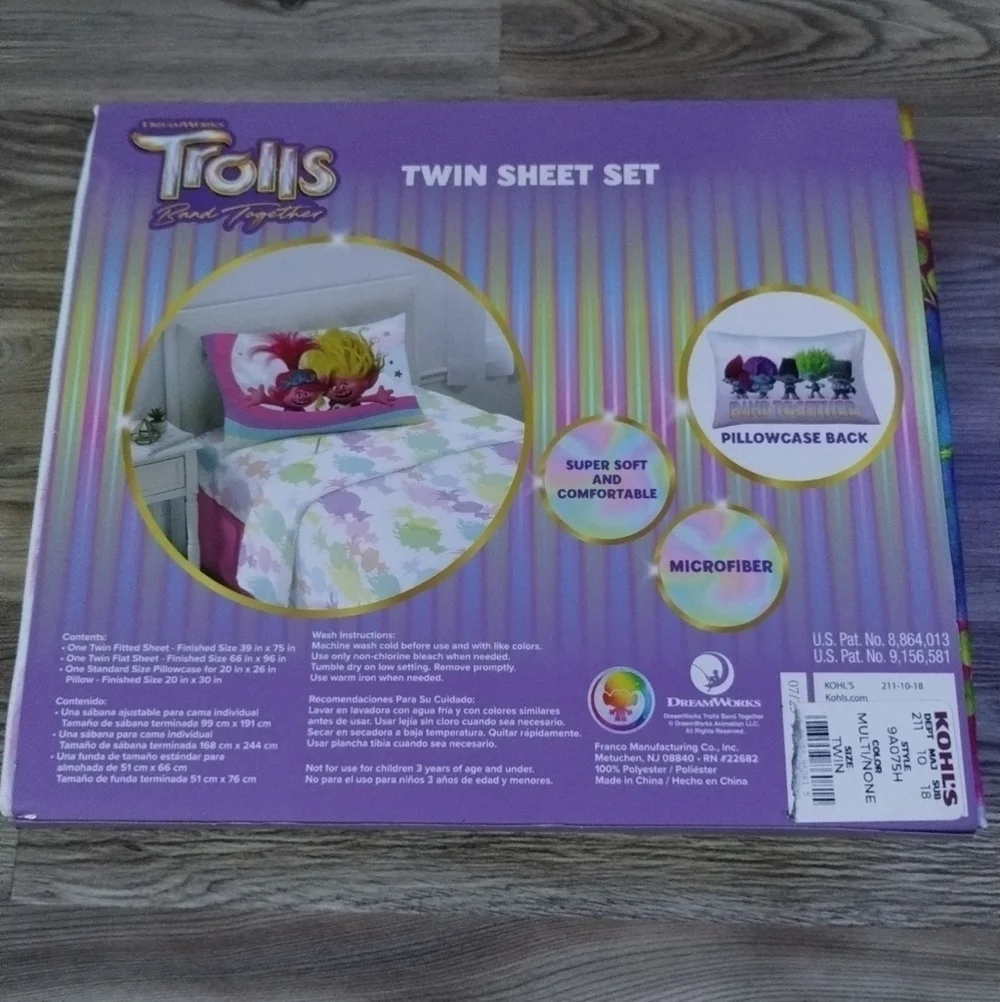 DreamWorks Trolls Band Together Sheet Set Twin Size